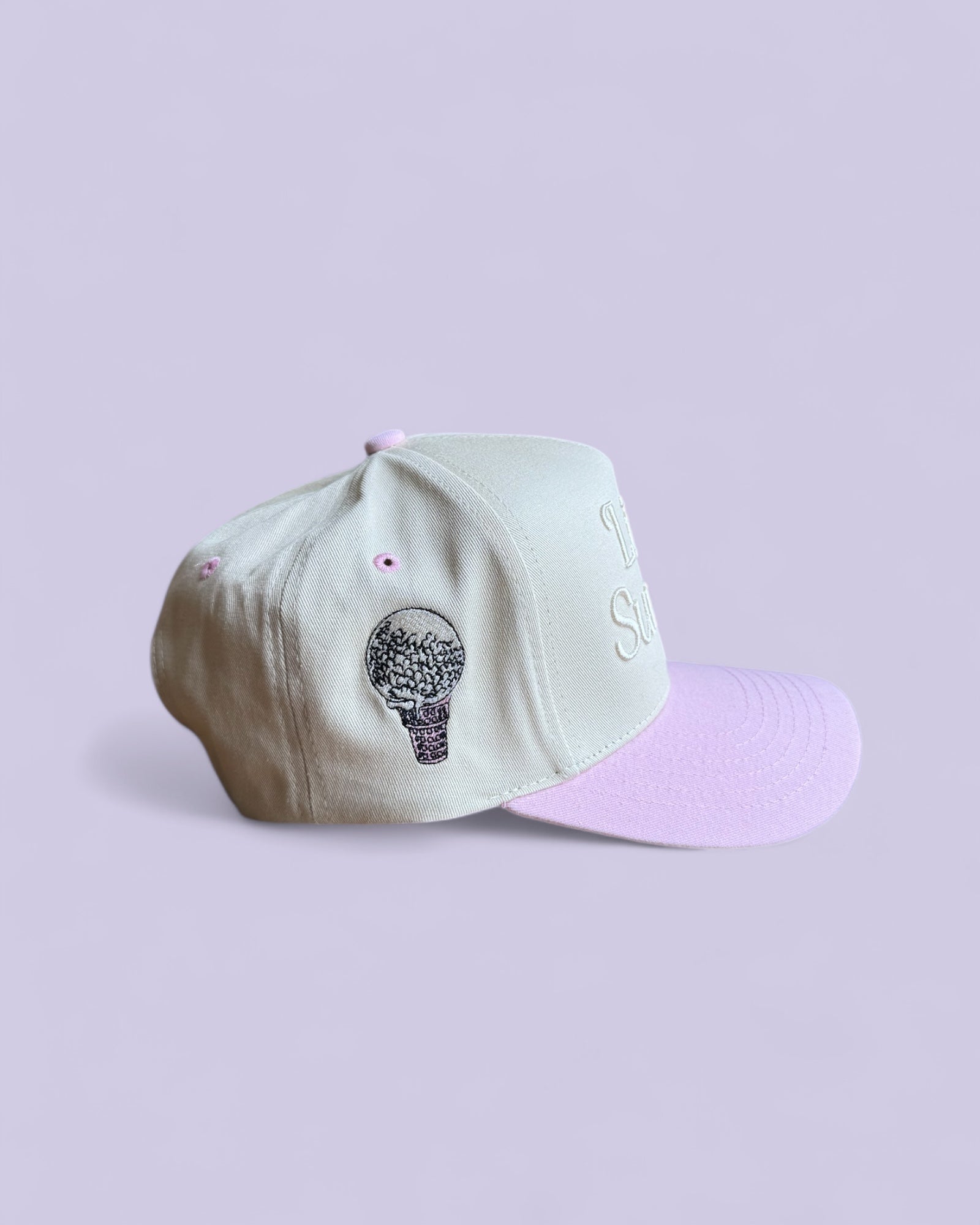 Little Sundays Embroidered Hat – Cream & Pink