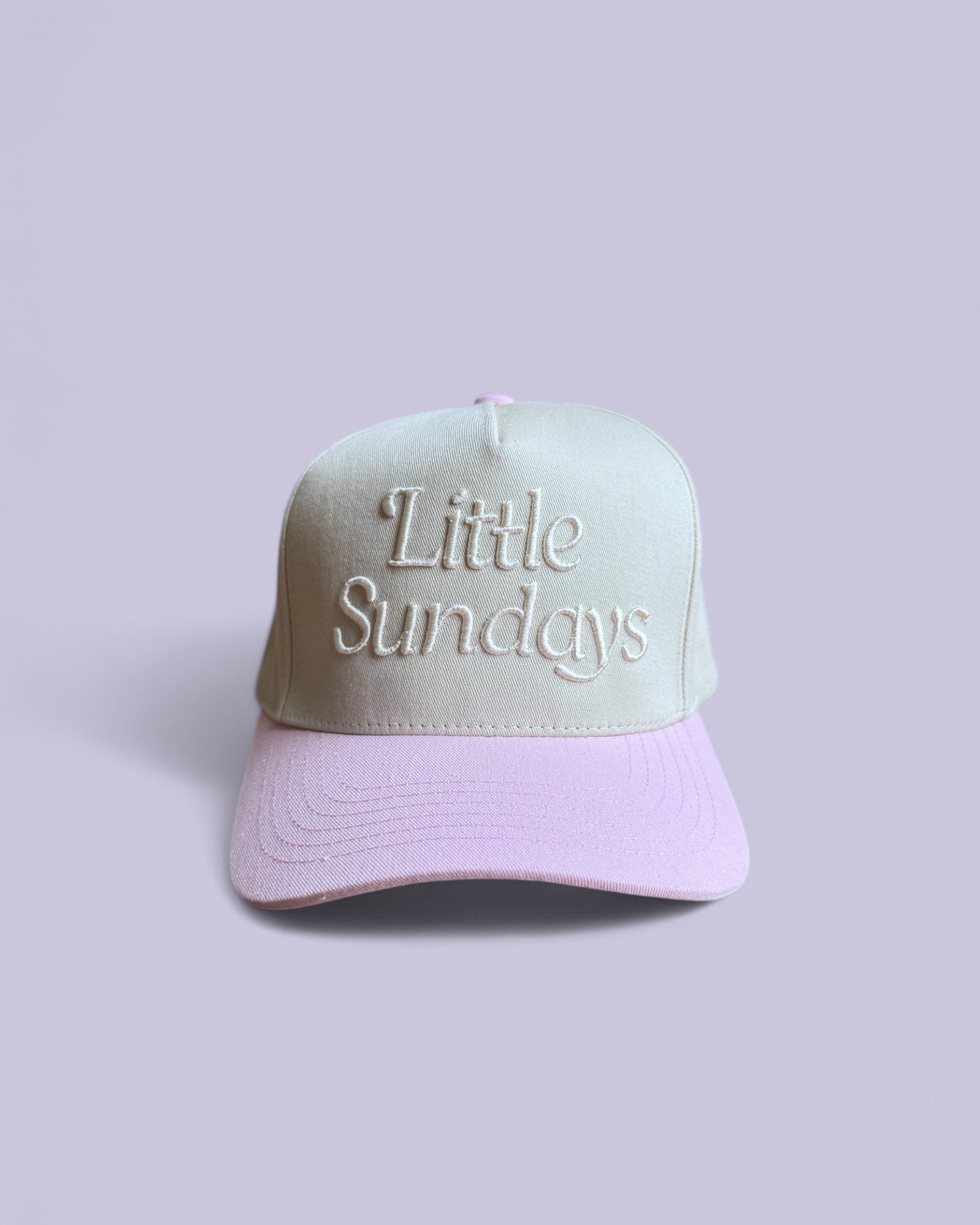 Little Sundays Embroidered Hat – Cream & Pink
