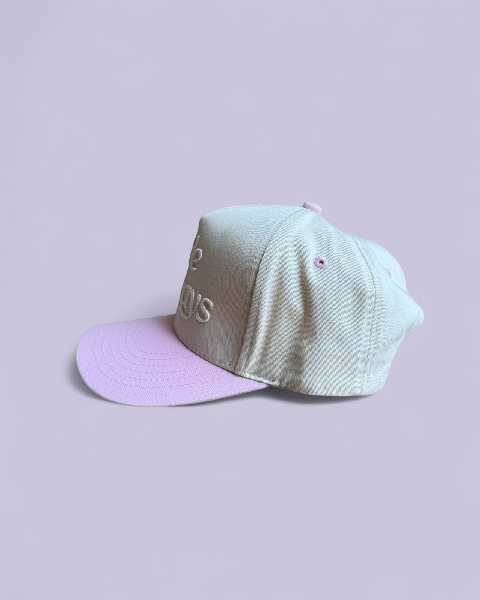 Little Sundays Embroidered Hat – Cream & Pink